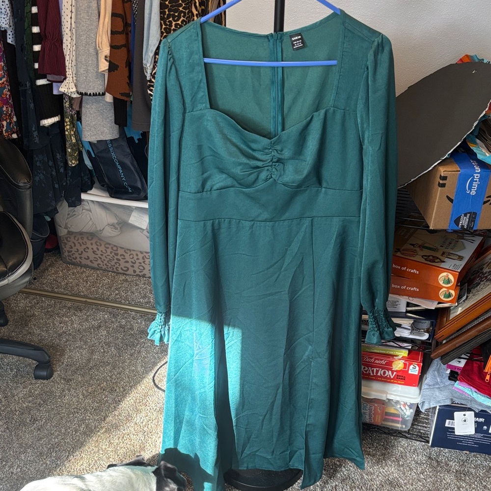 SHEIN Teal Long Sleeve Dress